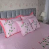 Baby Pink Embroidery Bed Sheet (5pcs Set)