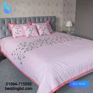 Baby Pink Embroidery Bed Sheet (5pcs Set) (4)