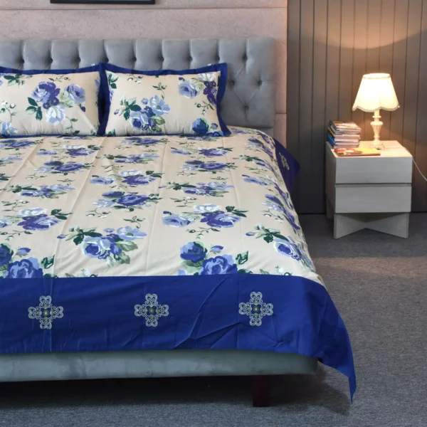 Blue Embroidery Bedsheet (3)