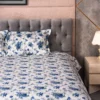 Blue Flower White Printed Bedsheet (3)