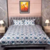 Blue Flower White Printed Bedsheet (4)