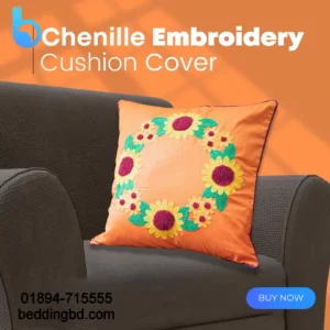 Chenille Work Cushion Cover Orange