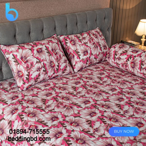 China Rose Print – Pink Comforter Bedding Set (5Pcs)