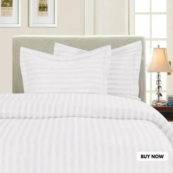 Exclusive Solid White Stripe Comforter (2)