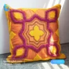 Orange Chenille Design Cushion Cover