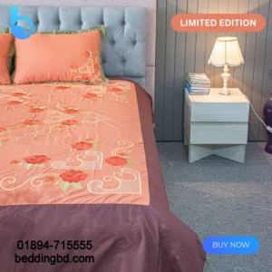 Orange Sunrise Embroidery Bed Sheet (3)