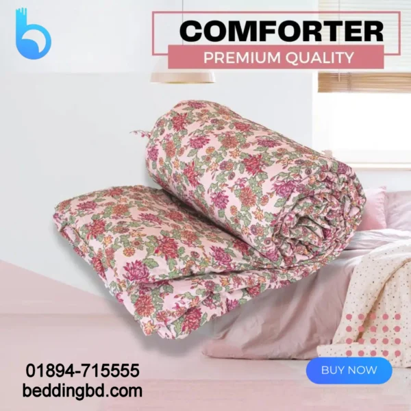 Pink & Green Flower Print Comforter