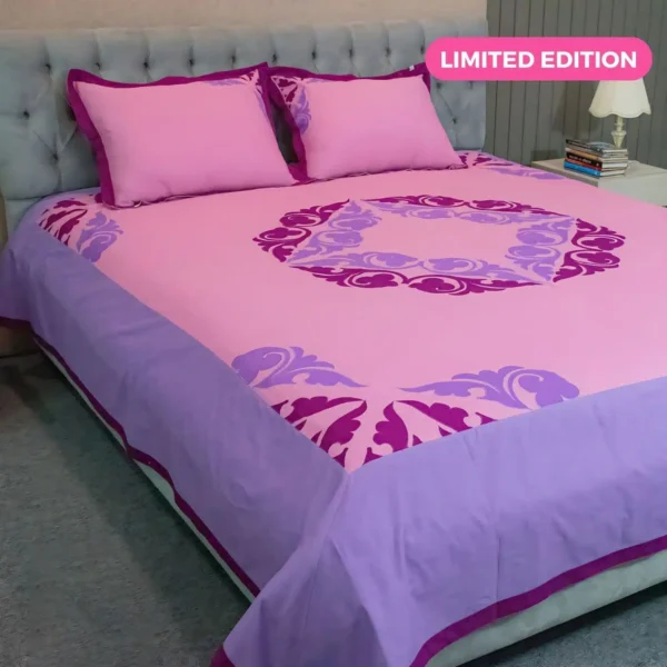 Pink Lavender Applique Bedsheet