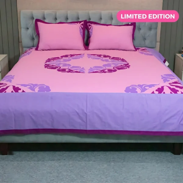 Pink Lavender Applique Bedsheet (2)