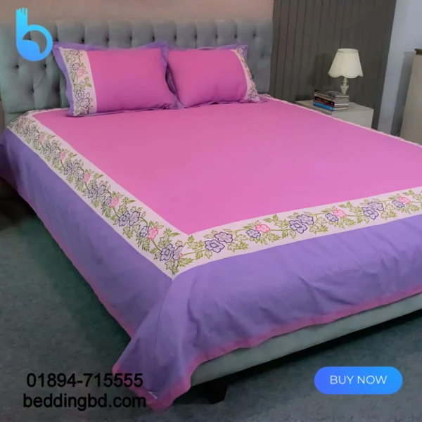 Pink Lavender Embroidery Bedsheet (2)