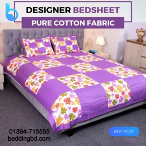 Purple Designer Century Print Bed Sheet