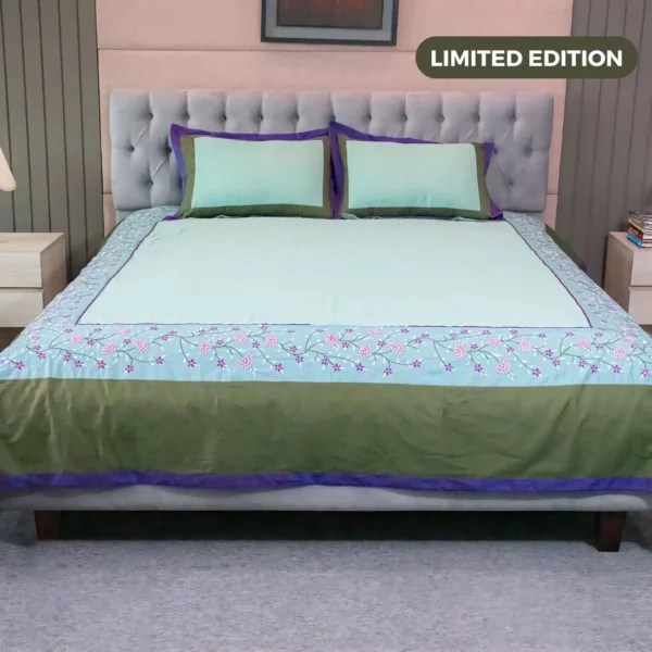 Shadow Green Embroidery Bedsheet (2)