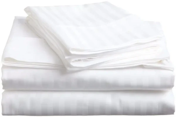 Solid White Stripe Bedsheet