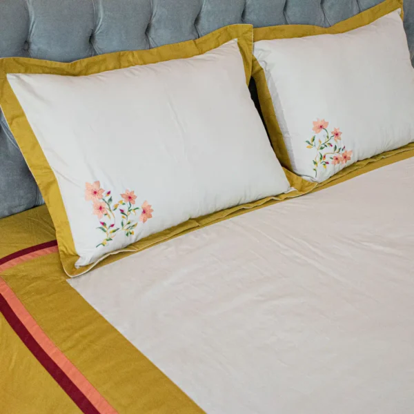 Yellow Dream Embroidery Bed Sheet