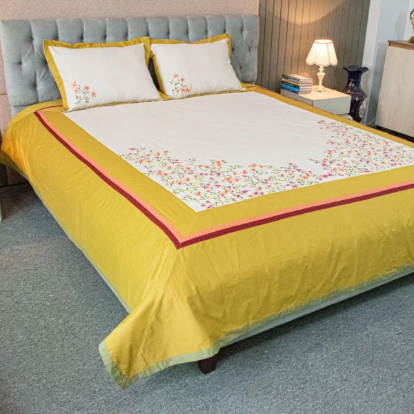 Yellow Dream Embroidery Bed Sheet (2)