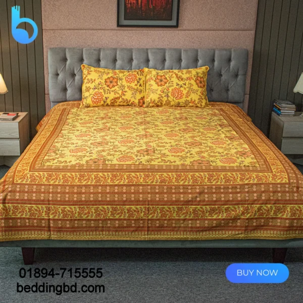 Yellow Screen Print Bed Sheet (7)