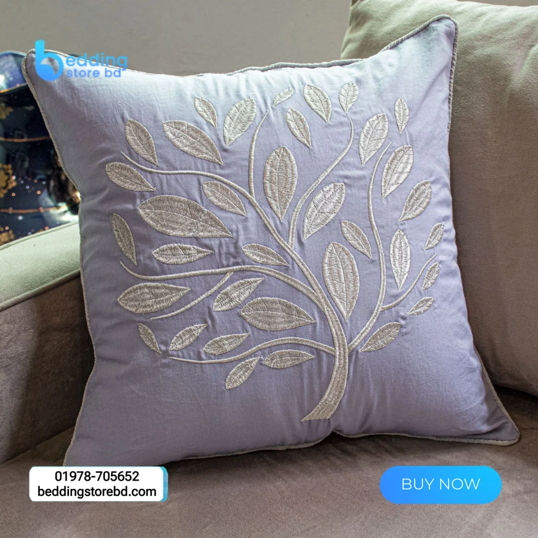 Embroidered Grey Cushion Cover