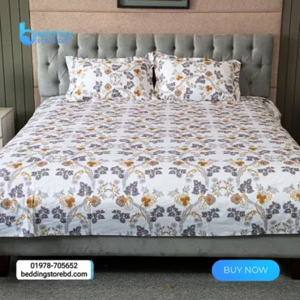 White Field Printed Bed Sheet