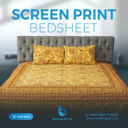 Yellow Screen Print Bed Sheet