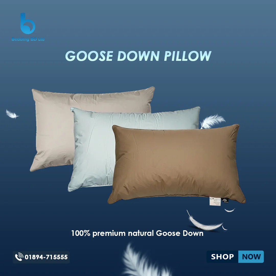 Goose Down Pillow Luxury goose down pillow featuring a plush, piped-edge design and premium downproof cotton cover.