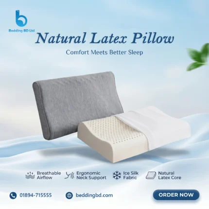 A white, contoured premium latex orthopedic pillow featuring a breathable honeycomb core and an ergonomic wave design for neck support
