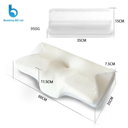 Ergonomic white Butterfly Pillow - Imported with contoured neck cavity and side armrests.