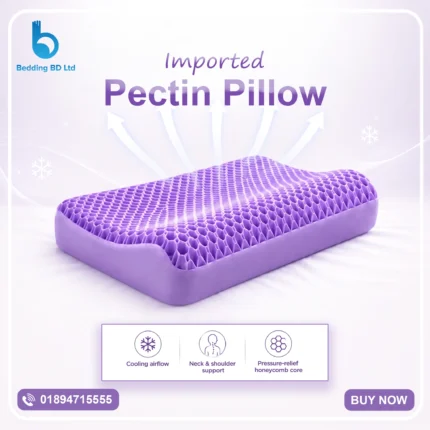 Ergonomic purple Pectin Pillow - Imported featuring a hyper-elastic honeycomb structure for neck support.