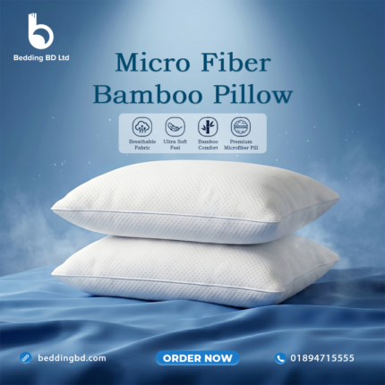 Bamboo Micro Pillow with breathable woven bamboo cover and exposed adjustable plush virgin microfiber filling.