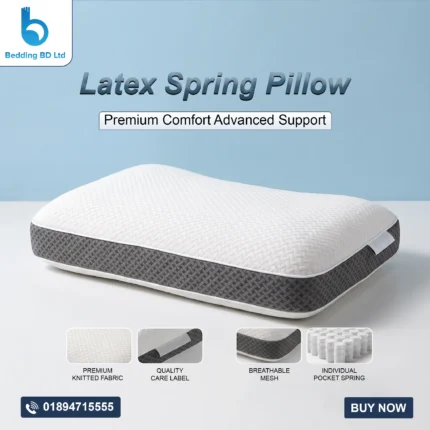 Latex spring pillow - imported with balanced head elevation and spinal alignment.